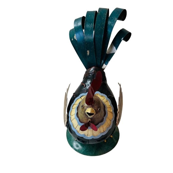 Metal Rooster Chicken Hand Painted 12" x 8.5" - Picture 3 of 8